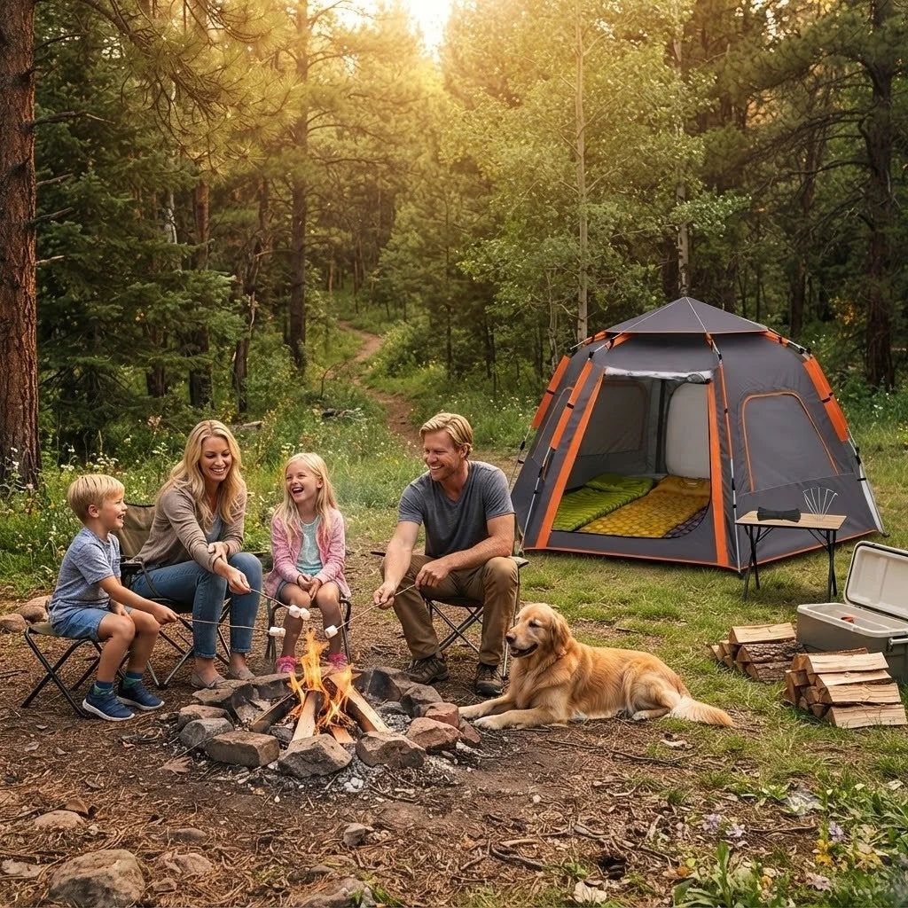 Campingzelt 4 Personen Pop Up Wurfzelt Automatik Kuppelzelt Wasserdicht