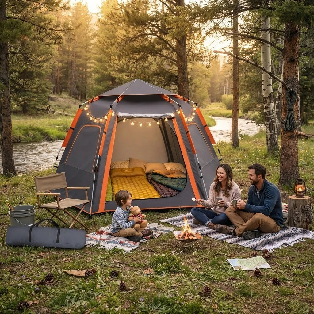 Campingzelt 4 Personen Pop Up Wurfzelt Automatik Kuppelzelt Wasserdicht
