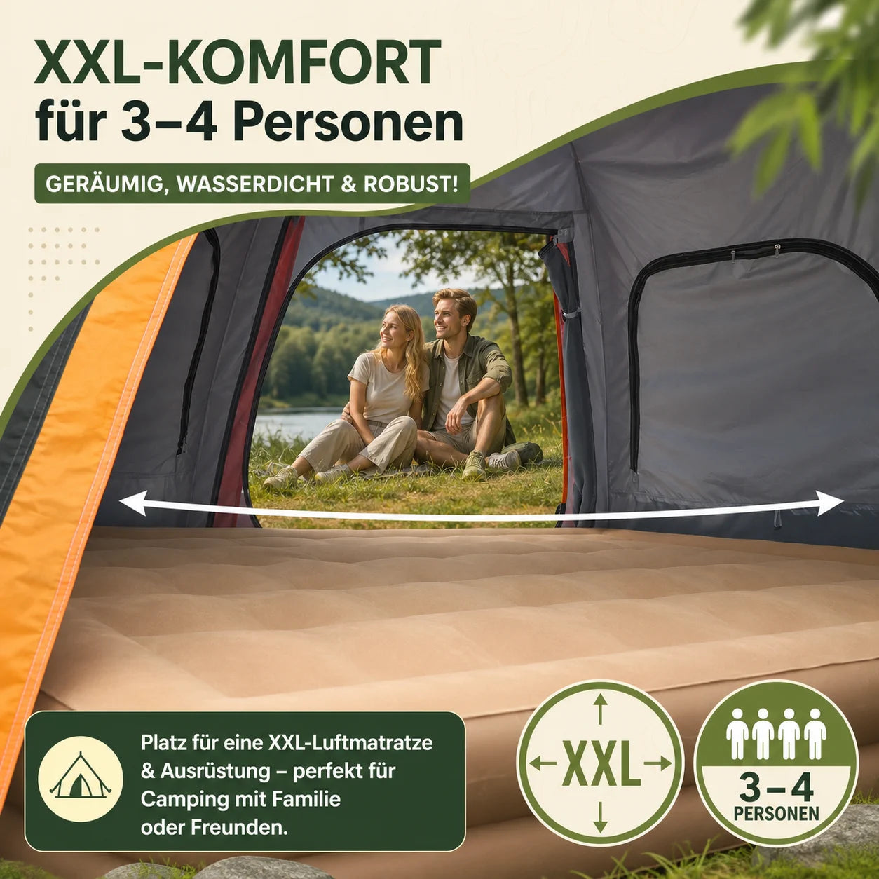 Campingzelt 4 Personen Pop Up Wurfzelt Automatik Kuppelzelt Wasserdicht