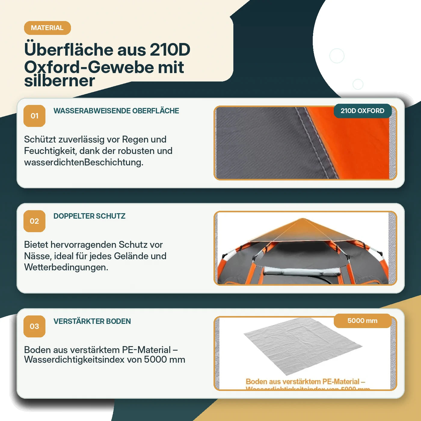 Campingzelt 4 Personen Pop Up Wurfzelt Automatik Kuppelzelt Wasserdicht