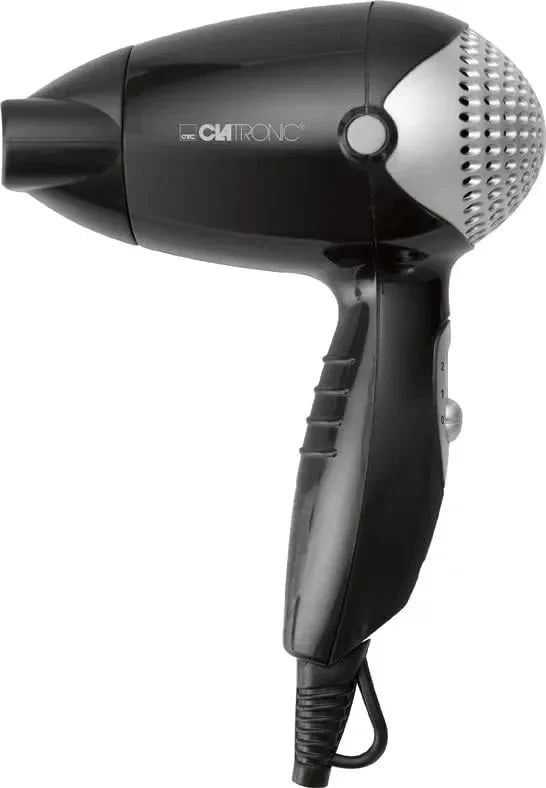 Clatronic® Reisehaartrockner | kompakte Größe | 1200 Watt | 2 Temperatur-/Leistungsstufen | Formdüse 360° drehbar (abnehmbar) | Aufhängeöse | Fön | HT 3393 schwarz oder weiß