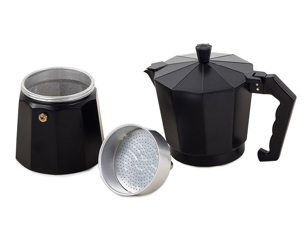 Espressokocher Aluminium 3 Tassen 150 ml – Moka Kaffeemaschine für Gas & Elektroherd  schwarz oder silber