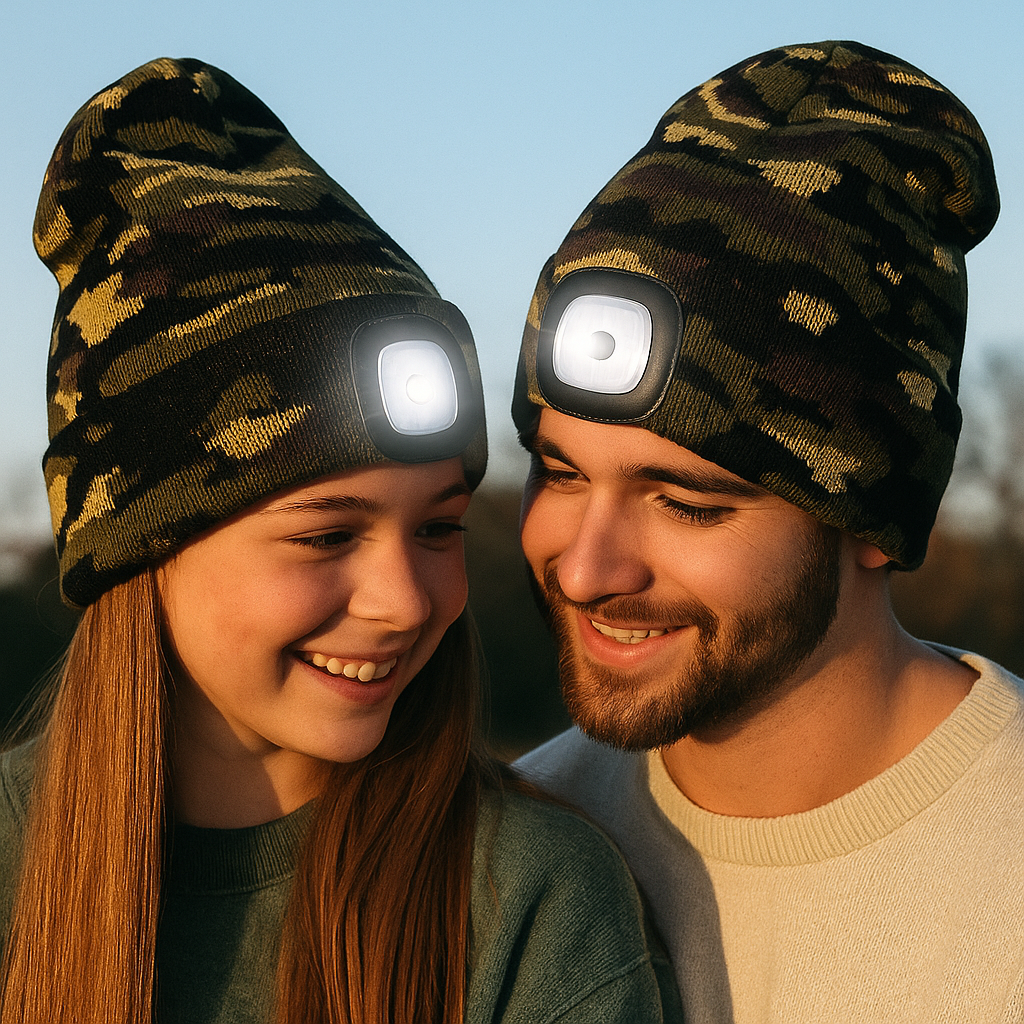 Wintermütze warme Strickmütze mit LED Licht aufladbar USB Beanie Portwest Mütze
