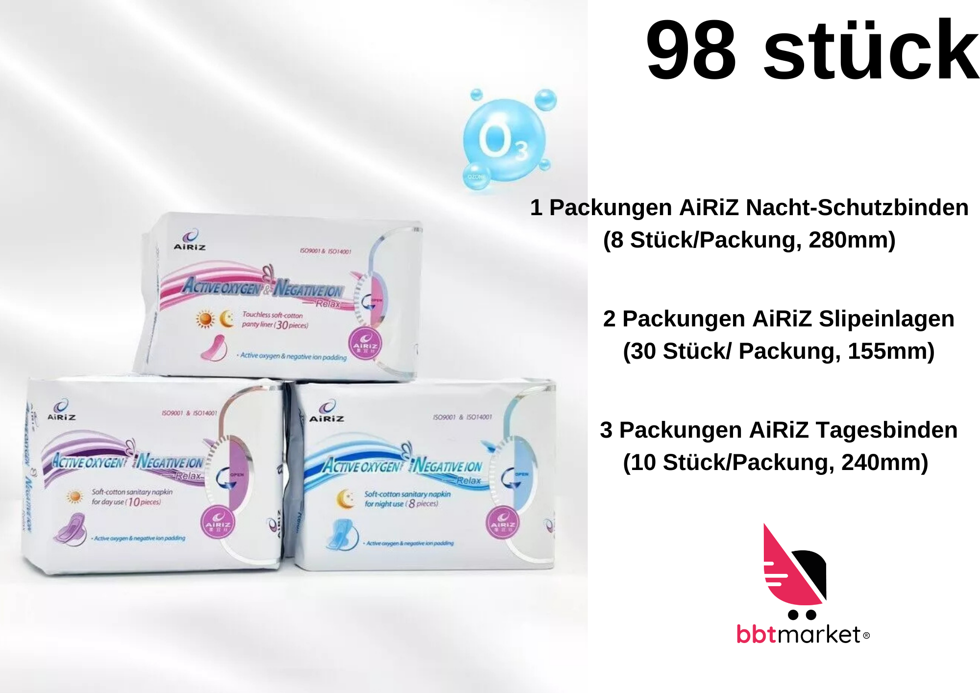 Sanitary pads from AiRiZ: Natural health with Tiens Airiz sanitary pads+ActiveO 98 pieces