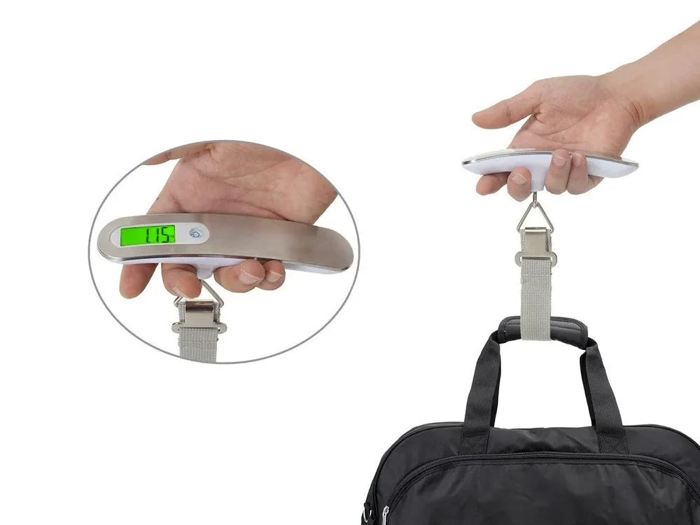Digitale Gepäckwaage 50 kg – LCD Kofferwaage mit Hold- und Tara-Funktion für Reisen und Fluggepäck