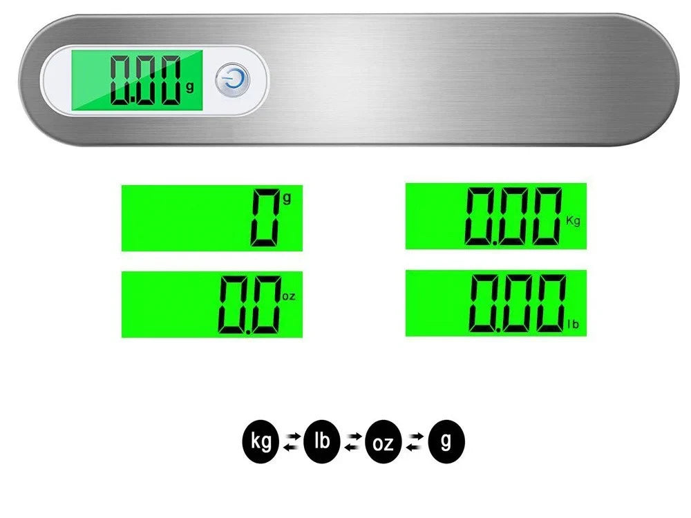 Digitale Gepäckwaage 50 kg – LCD Kofferwaage mit Hold- und Tara-Funktion für Reisen und Fluggepäck