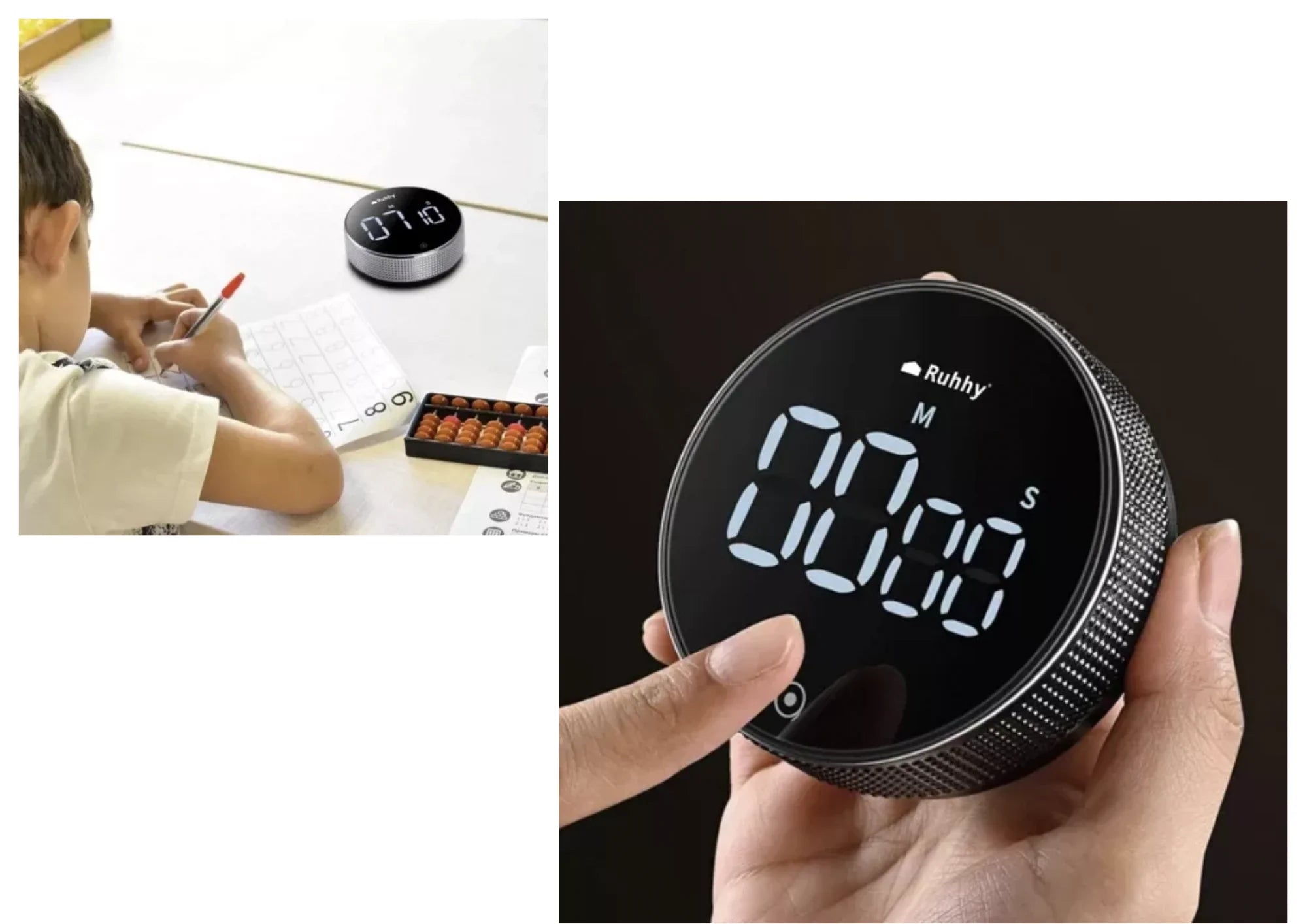 Digitaler Küchentimer mit Magnet – Elektronische Stoppuhr mit LED-Display, 3 Alarmstufen & Drehknopf – Für Küche, Training & Büro