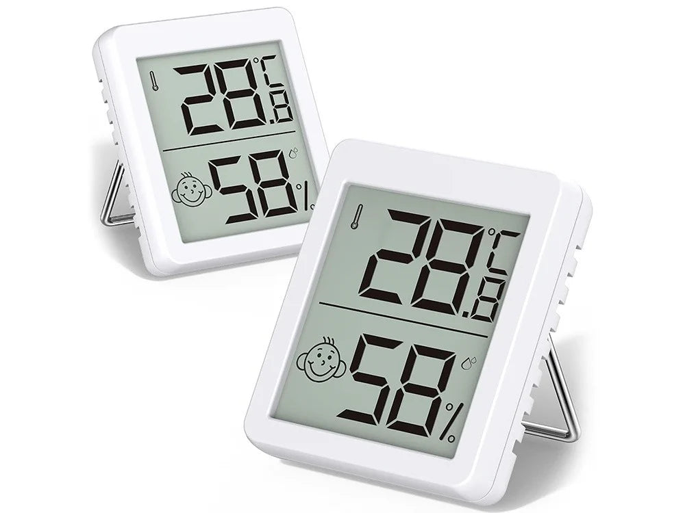 Digitales Thermometer Hygrometer mit LCD – Mini Raumklima-Messgerät mit Smiley-Anzeige & Magnet