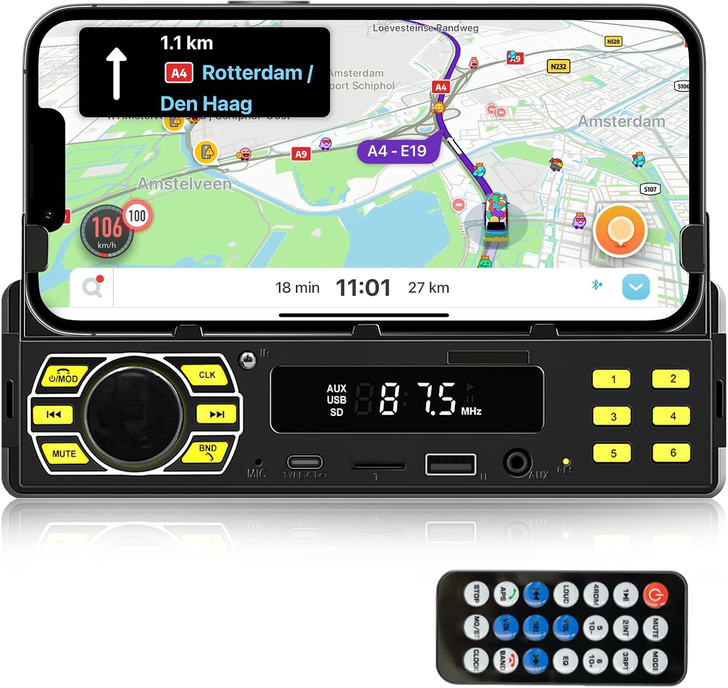 Car Radio Bluetooth 1 Din MP3 Player Handsfree C USB L8 Type X4V3