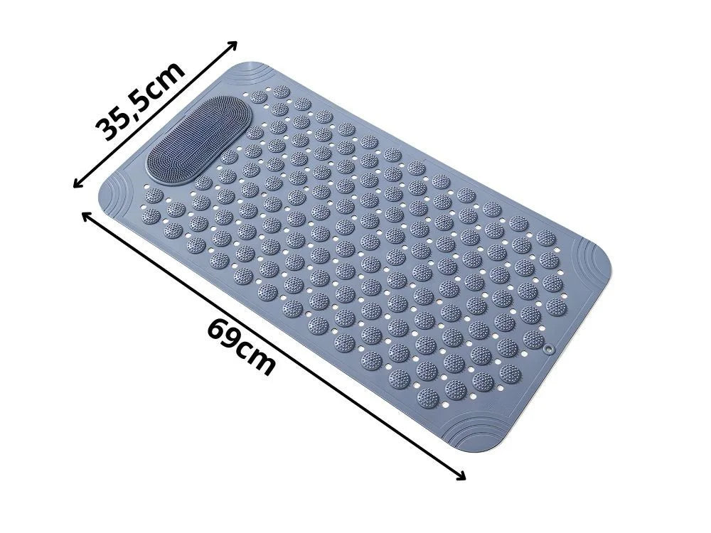 Duschmatte Antirutsch 69x35,5cm Grau Badewannenmatte Saugnäpfe Massage PVC