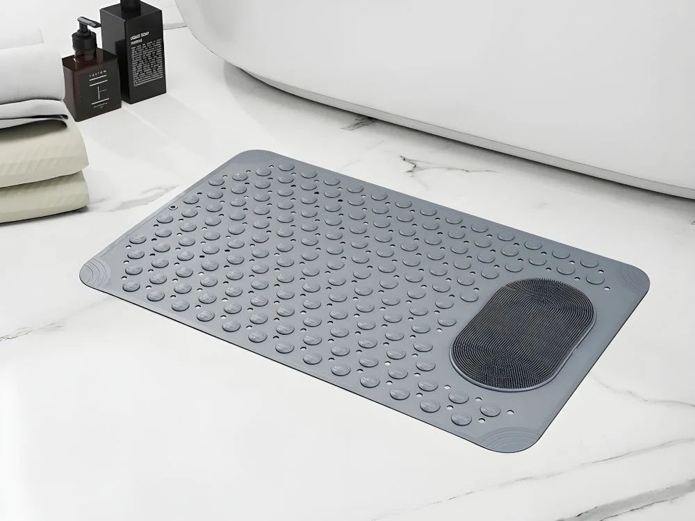 Duschmatte Antirutsch 69x35,5cm Grau Badewannenmatte Saugnäpfe Massage PVC
