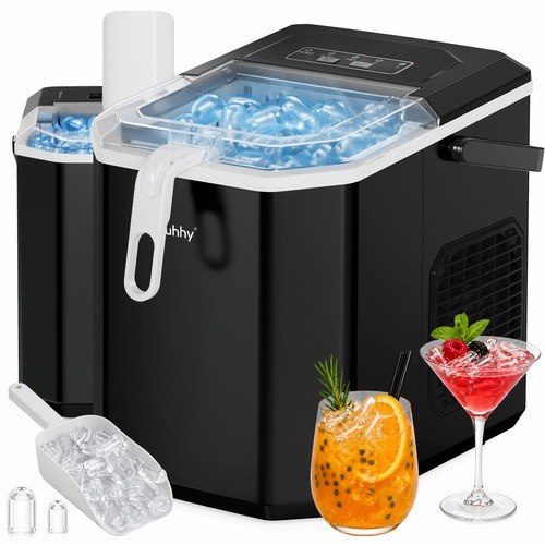 Eiswürfelmaschine 12kg/24h 1,2L Schnell Eiswürfelbereiter Schwarz Ice Maker