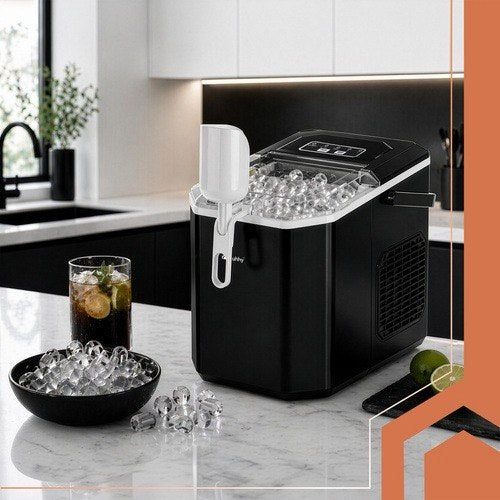 Eiswürfelmaschine 12kg/24h 1,2L Schnell Eiswürfelbereiter Schwarz Ice Maker