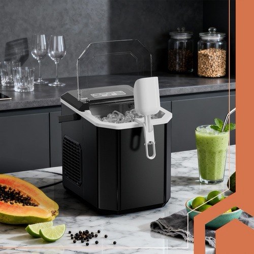 Eiswürfelmaschine 12kg/24h 1,2L Schnell Eiswürfelbereiter Schwarz Ice Maker