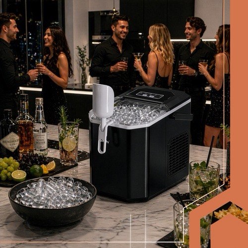 Eiswürfelmaschine 12kg/24h 1,2L Schnell Eiswürfelbereiter Schwarz Ice Maker