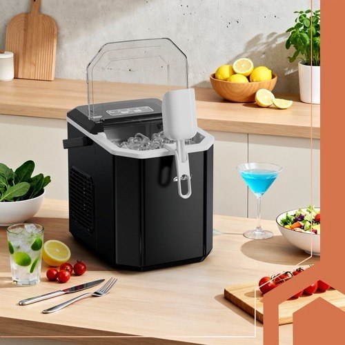 Eiswürfelmaschine 12kg/24h 1,2L Schnell Eiswürfelbereiter Schwarz Ice Maker