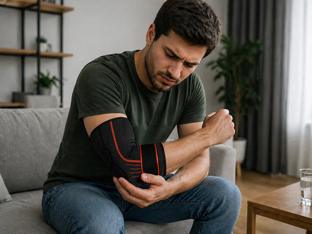 Elastische Ellenbogenbandage mit Klettverschluss – verstellbare Stützbandage für Sport und Alltag