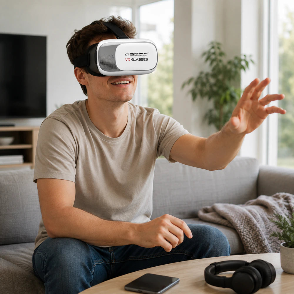 Esperanza EMV300 VR Brille für Smartphones 3,5–6 Zoll – 3D Virtual Reality Headset mit verstellbaren Linsen für Android & iOS