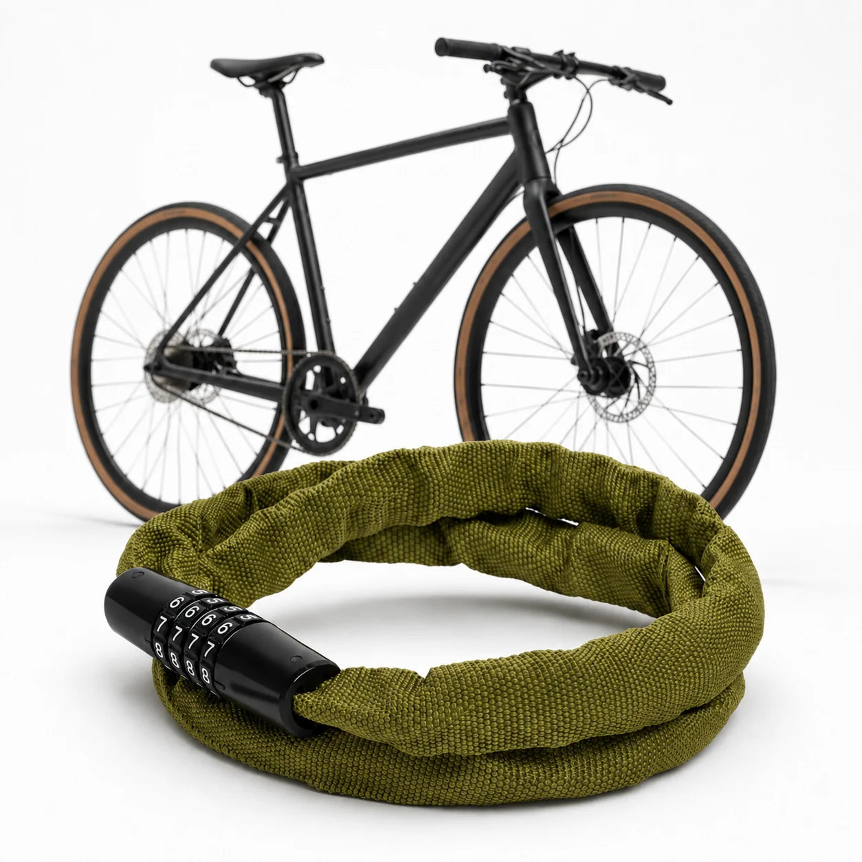 Fahrradschloss Zahlenschloss Kettenschloss 98cm 4-stellig Stahl Grün