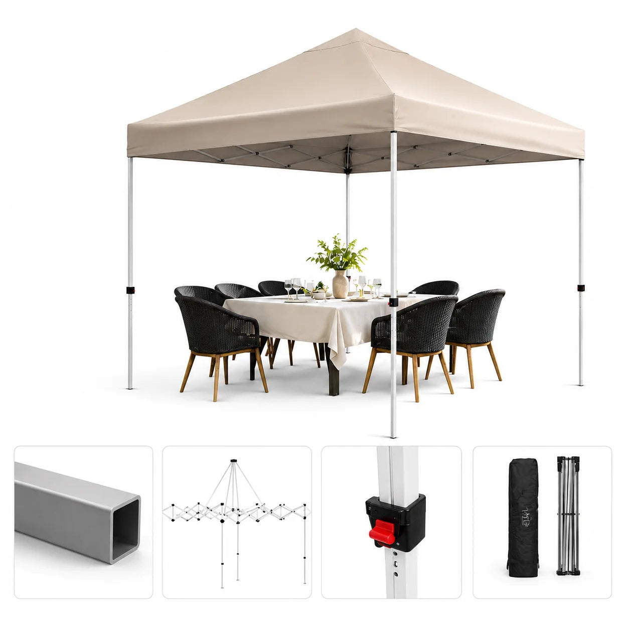 Faltpavillon 3x3m Wasserdicht Höhenverstellbar Partyzelt Camping Pavillon