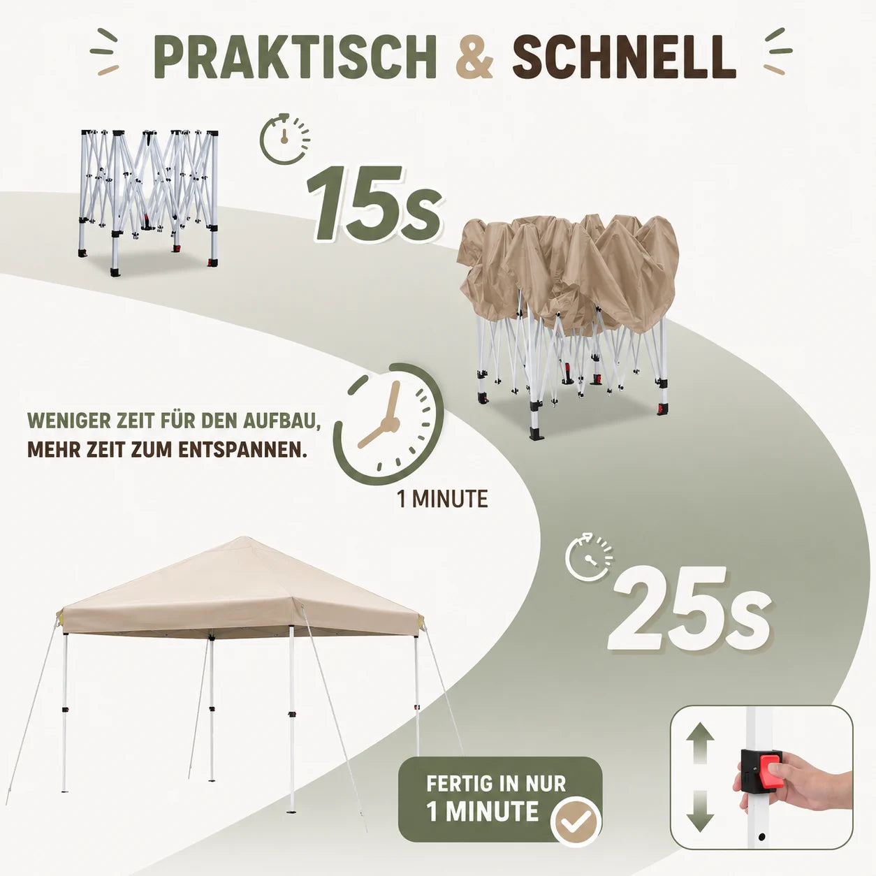 Faltpavillon 3x3m Wasserdicht Höhenverstellbar Partyzelt Camping Pavillon