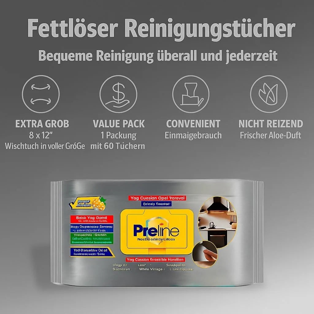 Fettlöser Reinigungstücher XL 180 Stück Küchenreiniger Feuchttücher Haushalt