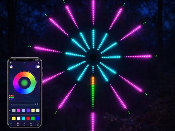 RGB IC LED Feuerwerk Lichterkette Bluetooth Musik Traumfarben USB Licht