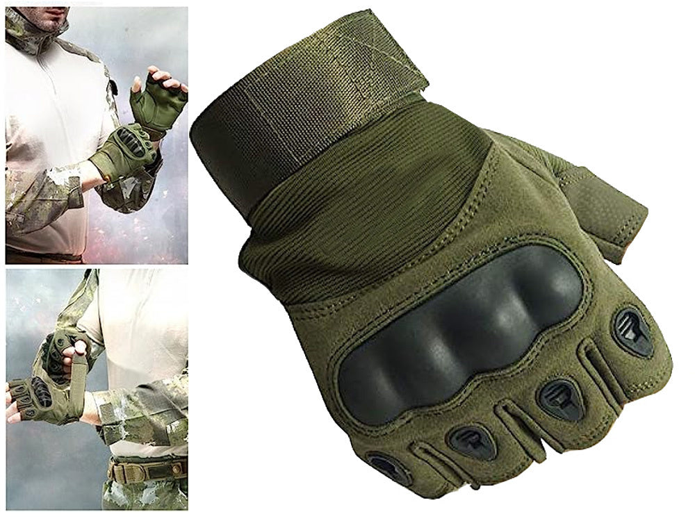 Taktische Fingerlose Handschuhe XL – Militär Outdoor Handschuhe mit Knöchelschutz für Fahrrad, Airsoft, Arbeit und Survival  5904800123752