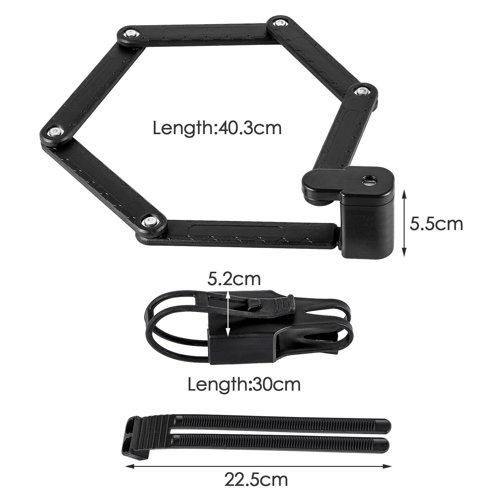 FISCHER Faltschloss mit Halterung Länge Fahrrad-Motorrad-Schloss 85 cm schwarz