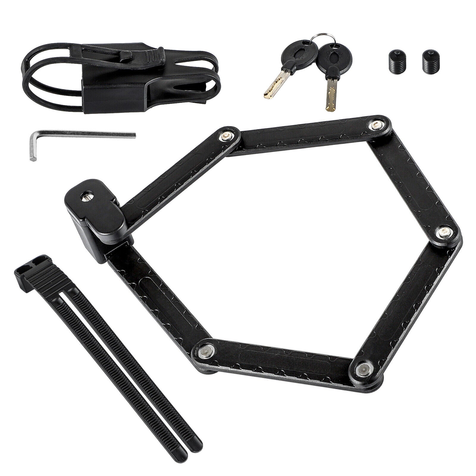 FISCHER Faltschloss mit Halterung Länge Fahrrad-Motorrad-Schloss 85 cm schwarz