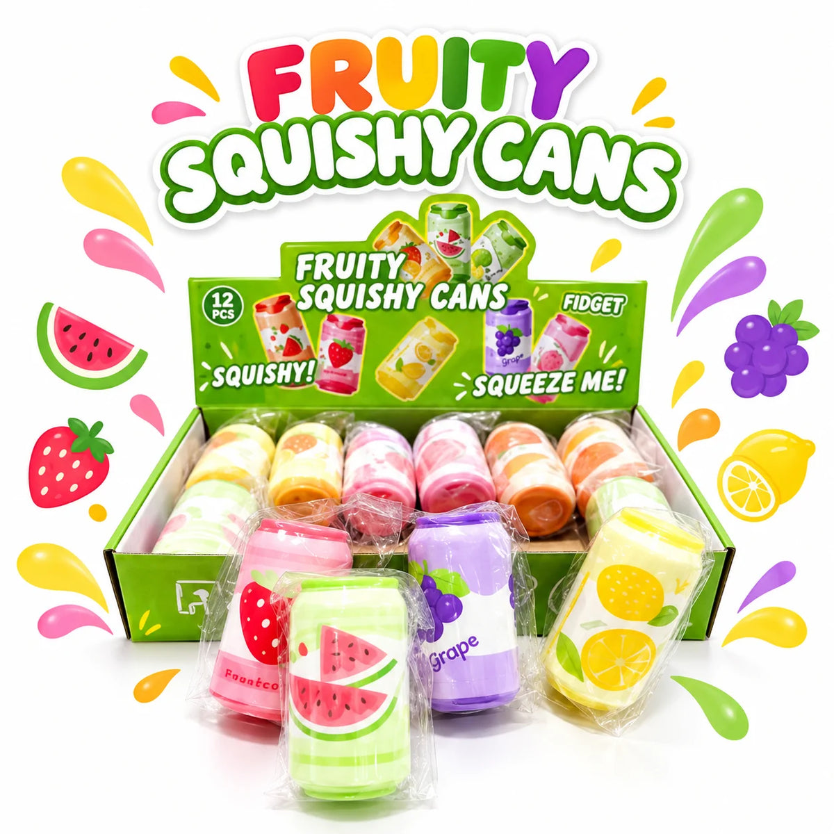 Fruity Squishy Dose Fidget Toy Früchte Knautschspielzeug Geschenk 1/3 Stück