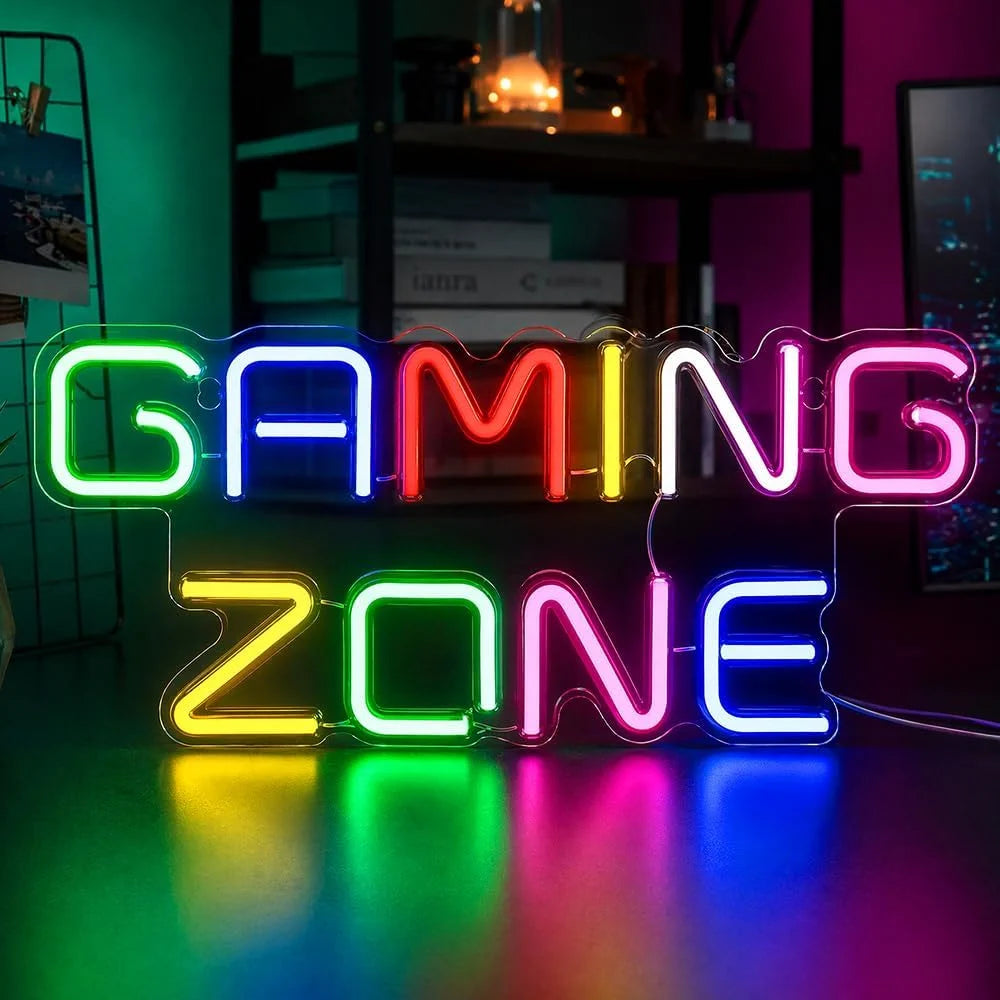 Game Zone Neon Schild mit LED-Beleuchtung – USB Gaming Licht 32 × 13,8 cm für Spielzimmer und Gaming Setup