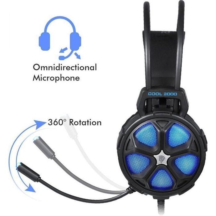 Gaming Headset, 3,5mm Over-ear gaming Gamer Kopfhörer mit Mikrofon LED Blau neu