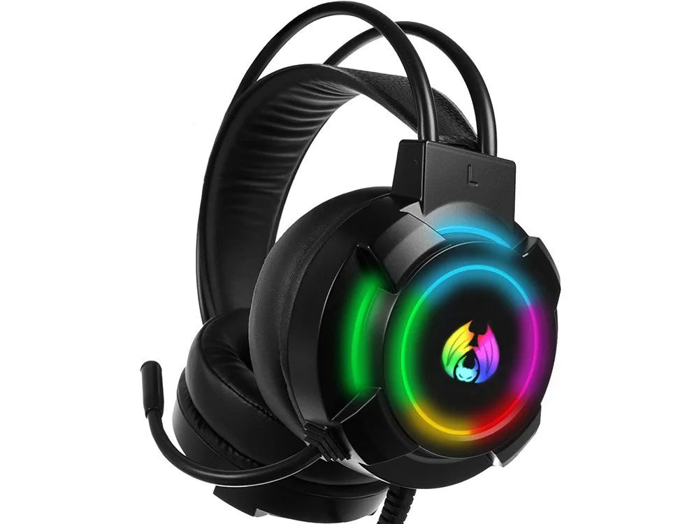 Gaming Headset RGB LED Mikrofon Kabel 50mm PC PS Laptop Konsole Stereo