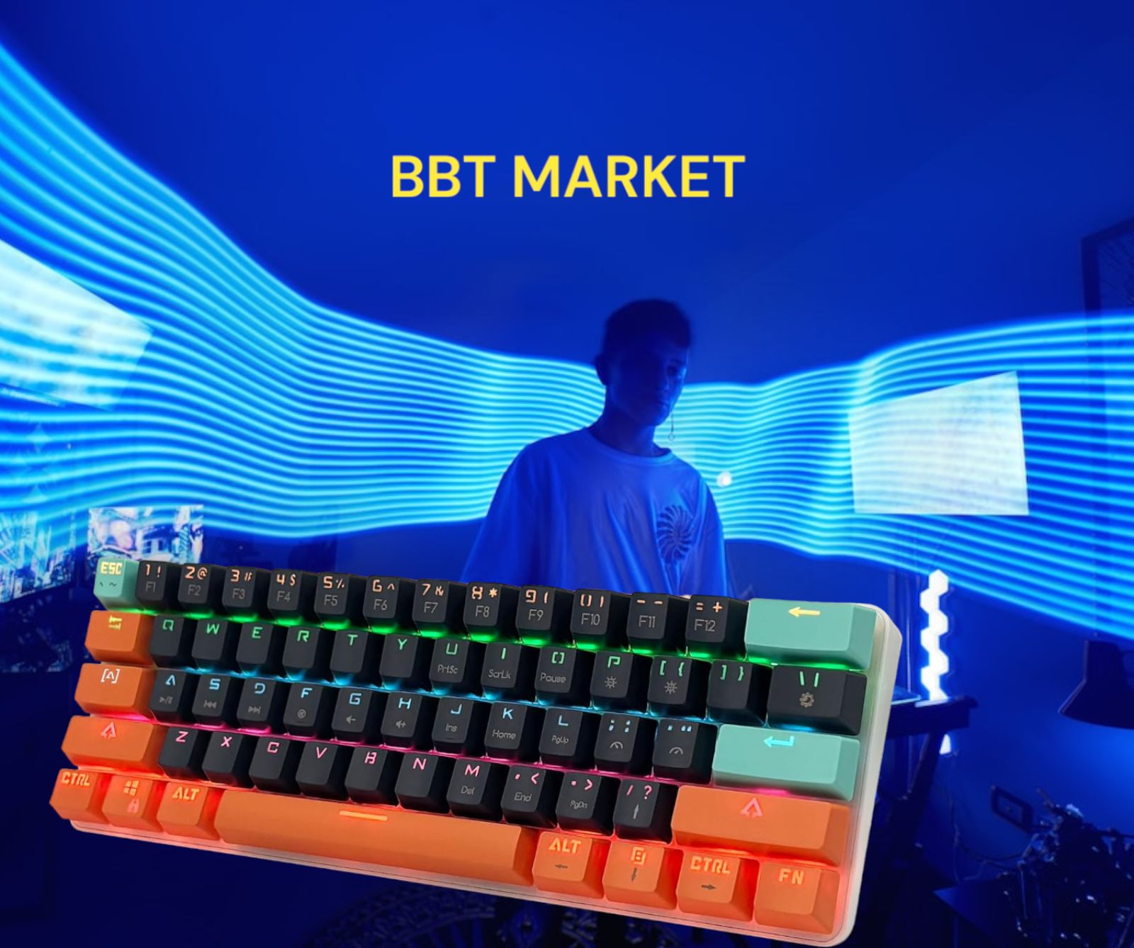 Mechanical Keyboard Gaming 60% LED RGB UK Layout Foam Wrist Rest Type C 🎮