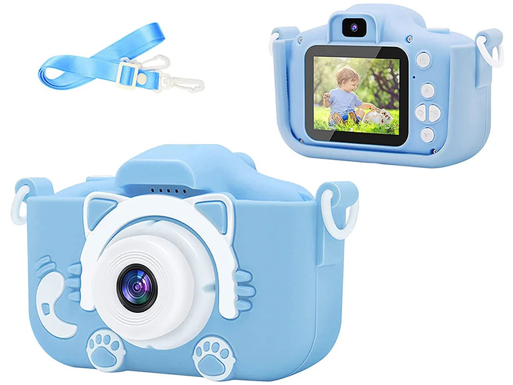 Kinderkamera mit Spielen – Digitalkamera Full HD, 2 Zoll Display, Foto- & Videokamera für Kinder mit Silikonhülle