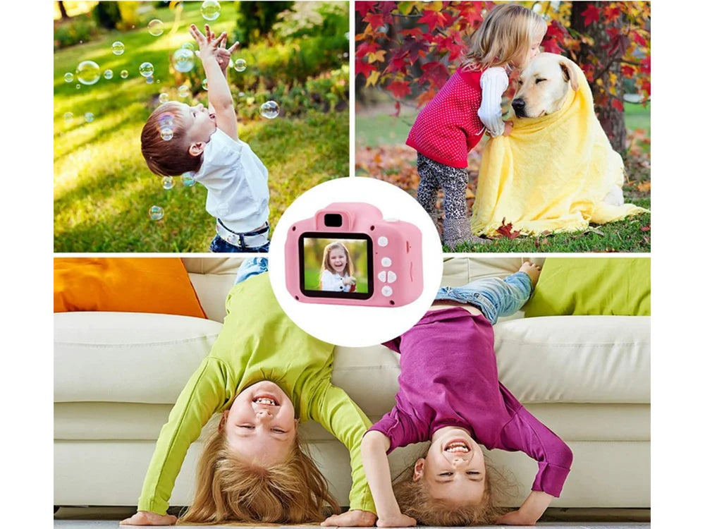 Kinderkamera mit Spielen – Digitalkamera Full HD, 2 Zoll Display, Foto- & Videokamera für Kinder mit Silikonhülle