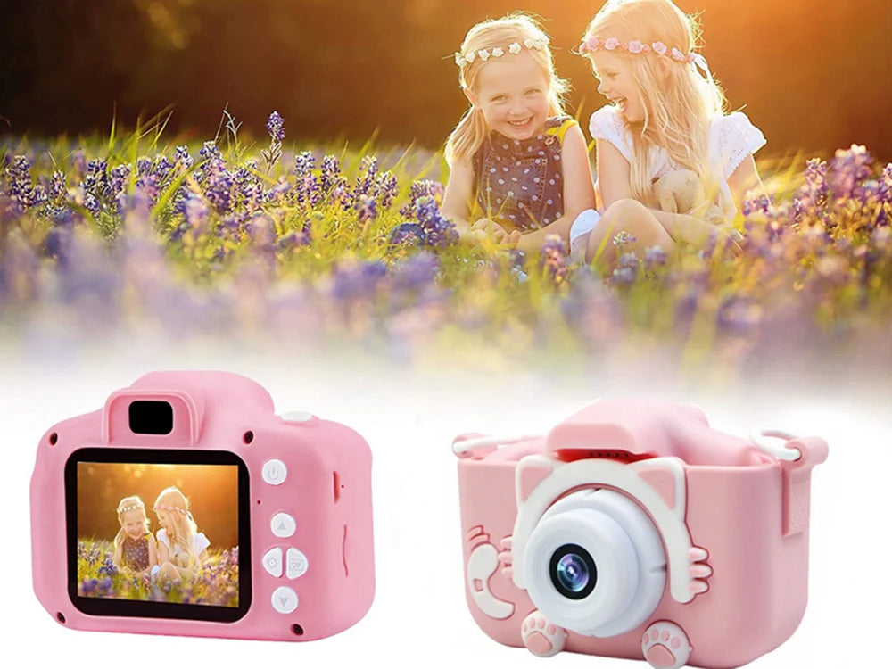 Kinderkamera mit Spielen – Digitalkamera Full HD, 2 Zoll Display, Foto- & Videokamera für Kinder mit Silikonhülle