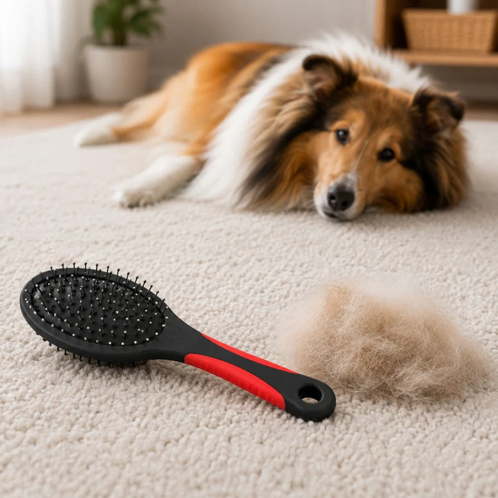 2-in-1 Haustierbürste für Hunde & Katzen – Doppelseitige Fellbürste mit Draht- und Nylonborsten für Langhaar & Kurzhaar