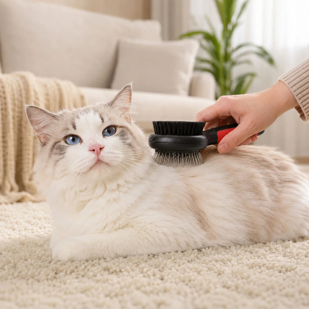 2-in-1 Haustierbürste für Hunde & Katzen – Doppelseitige Fellbürste mit Draht- und Nylonborsten für Langhaar & Kurzhaar