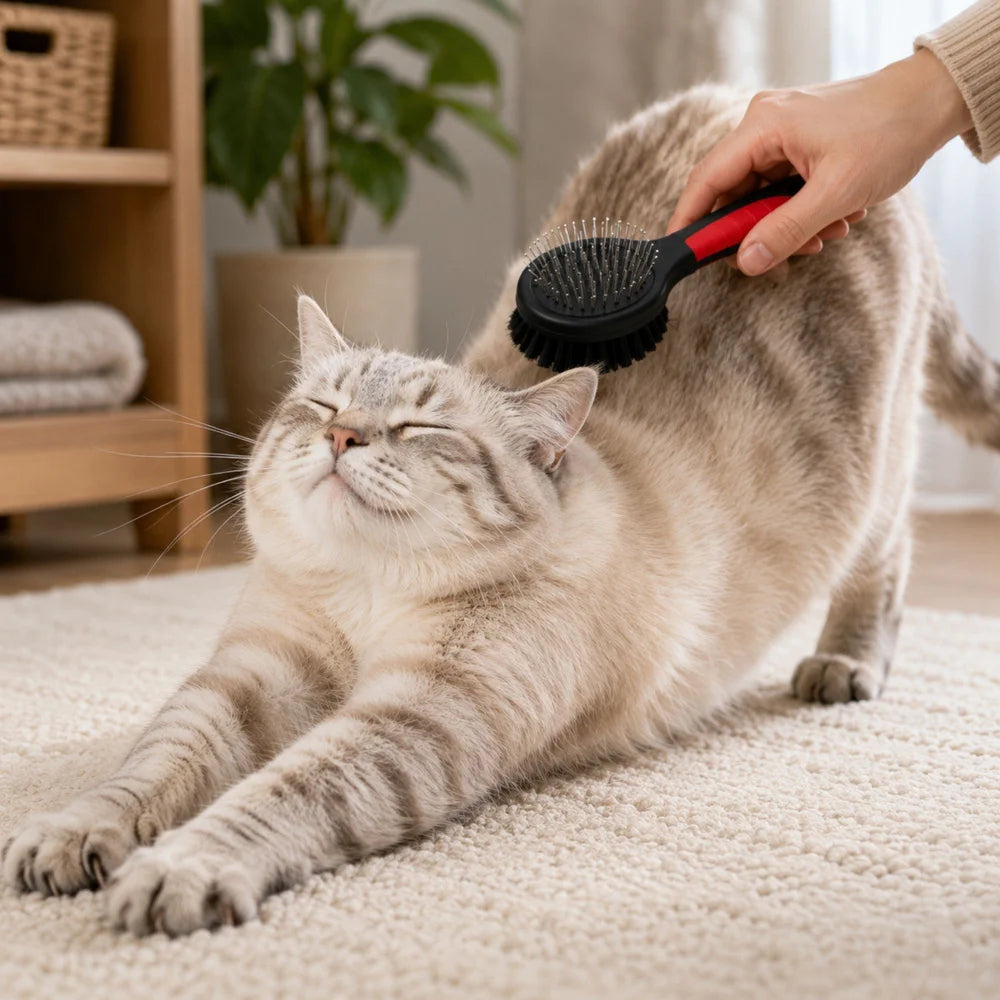 2-in-1 Haustierbürste für Hunde & Katzen – Doppelseitige Fellbürste mit Draht- und Nylonborsten für Langhaar & Kurzhaar