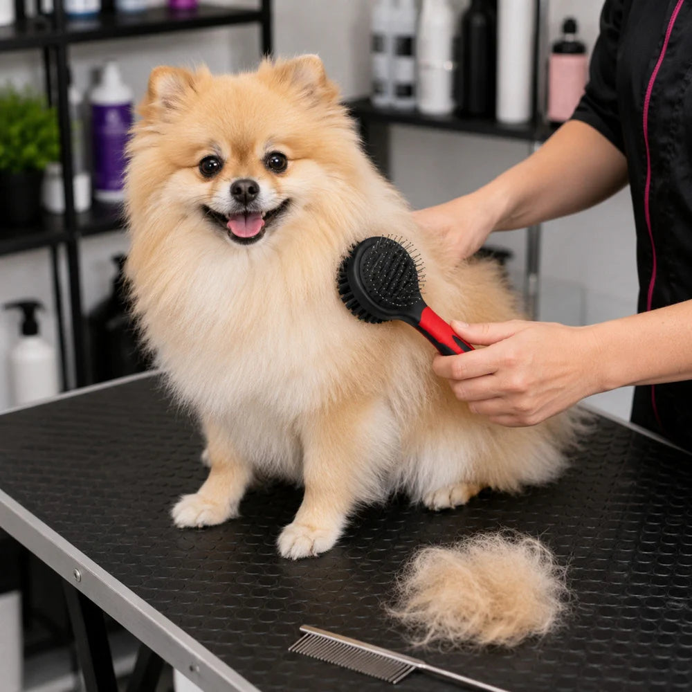 2-in-1 Haustierbürste für Hunde & Katzen – Doppelseitige Fellbürste mit Draht- und Nylonborsten für Langhaar & Kurzhaar