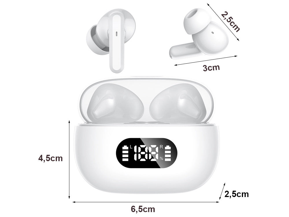 Bluetooth In Ear Kopfhörer TWS Kabellos mit LED Ladecase, Mikrofon und Touch Steuerung – Wireless Earbuds für Android, iOS und Windows