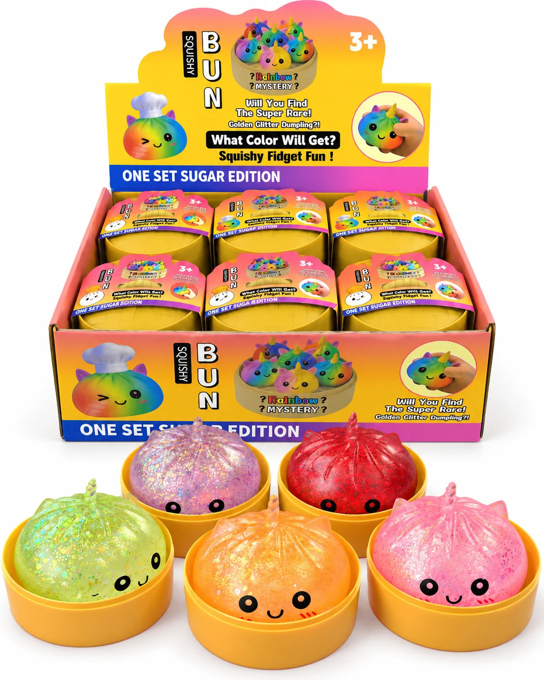 Glitzer Dumpling Squishy Bao Bun Quetschspielzeug Stressball Fidget Toy