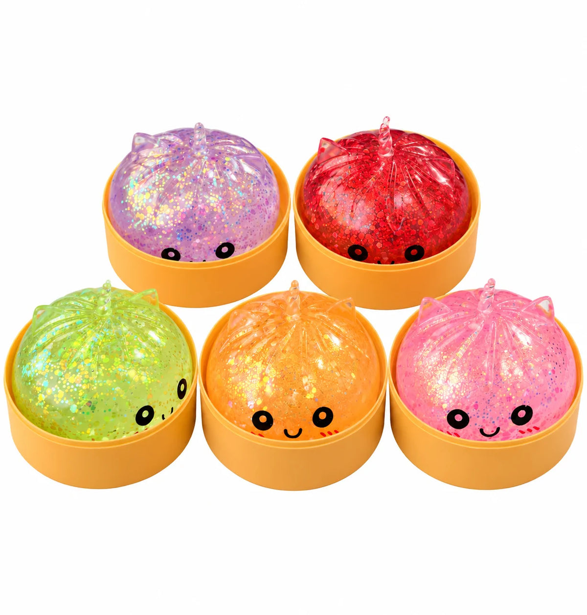 Glitzer Dumpling Squishy Bao Bun Quetschspielzeug Stressball Fidget Toy