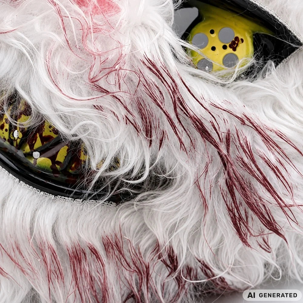 Halloween Hasenmaske Horror Maske 32cm Fell Grusel Kostüm Cosplay Weiß