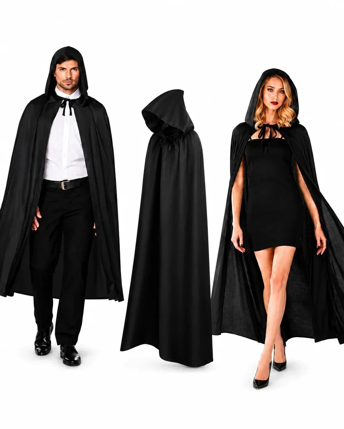 Halloween Kostüm Skelett Jumpsuit & Zauberer Umhang – Karneval, Fasching & Cosplay für Damen, Herren und Kinder