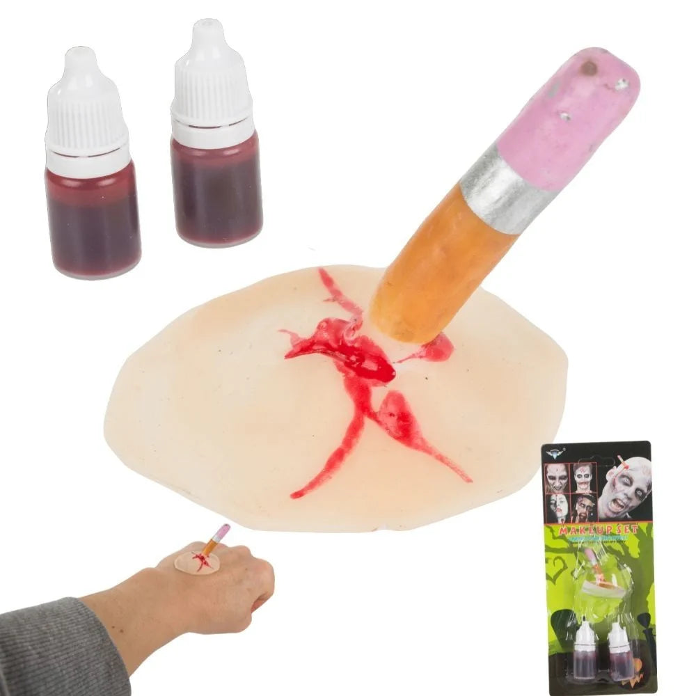 Halloween Kunstwunde Make-up Set mit Kunstblut Bleistift SFX Horror Wunde