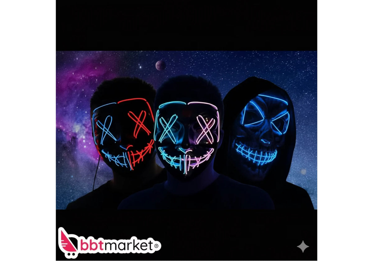 LED Mask The Purge Helloween Carnival Rave Party, with light effects Zombie Party 