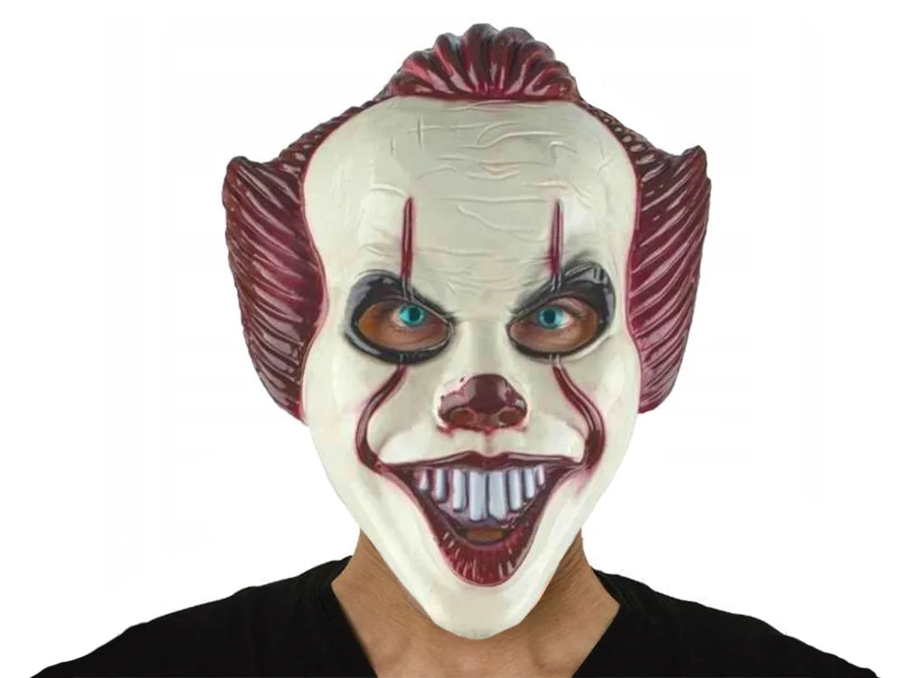 Horror Clown Maske Halloween Gruselmaske Kostüm Weiß 30cm mit Gummiband